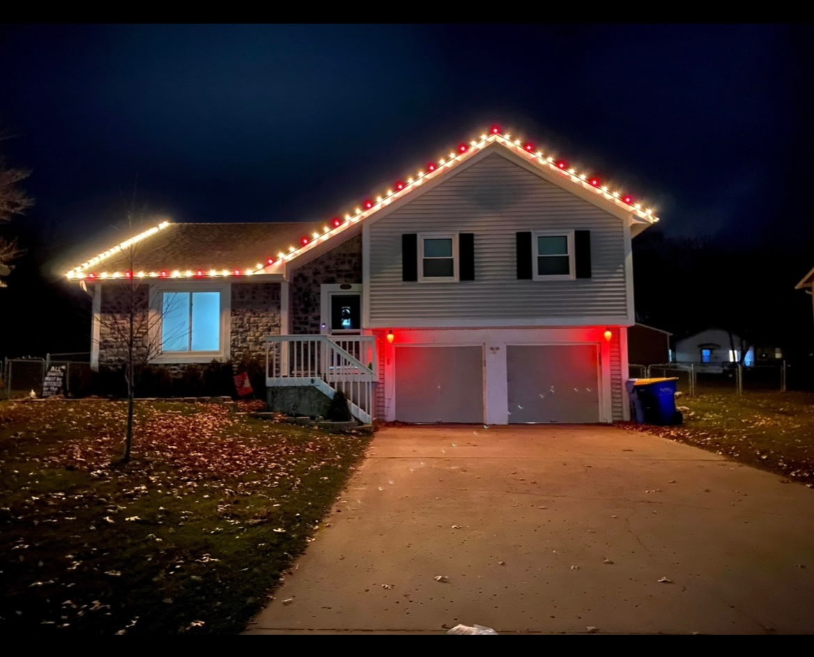 Landscape uplighting on trees and architecture
